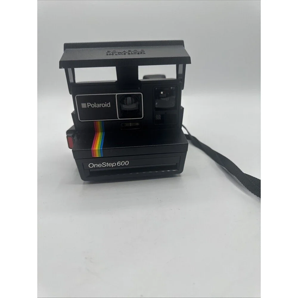 Vintage Original Polaroid OneStep 600 Instant Film Camera Black w/ Strap